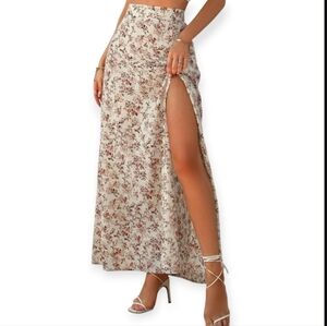 SHEIN Floral Beige A-Line Skirt